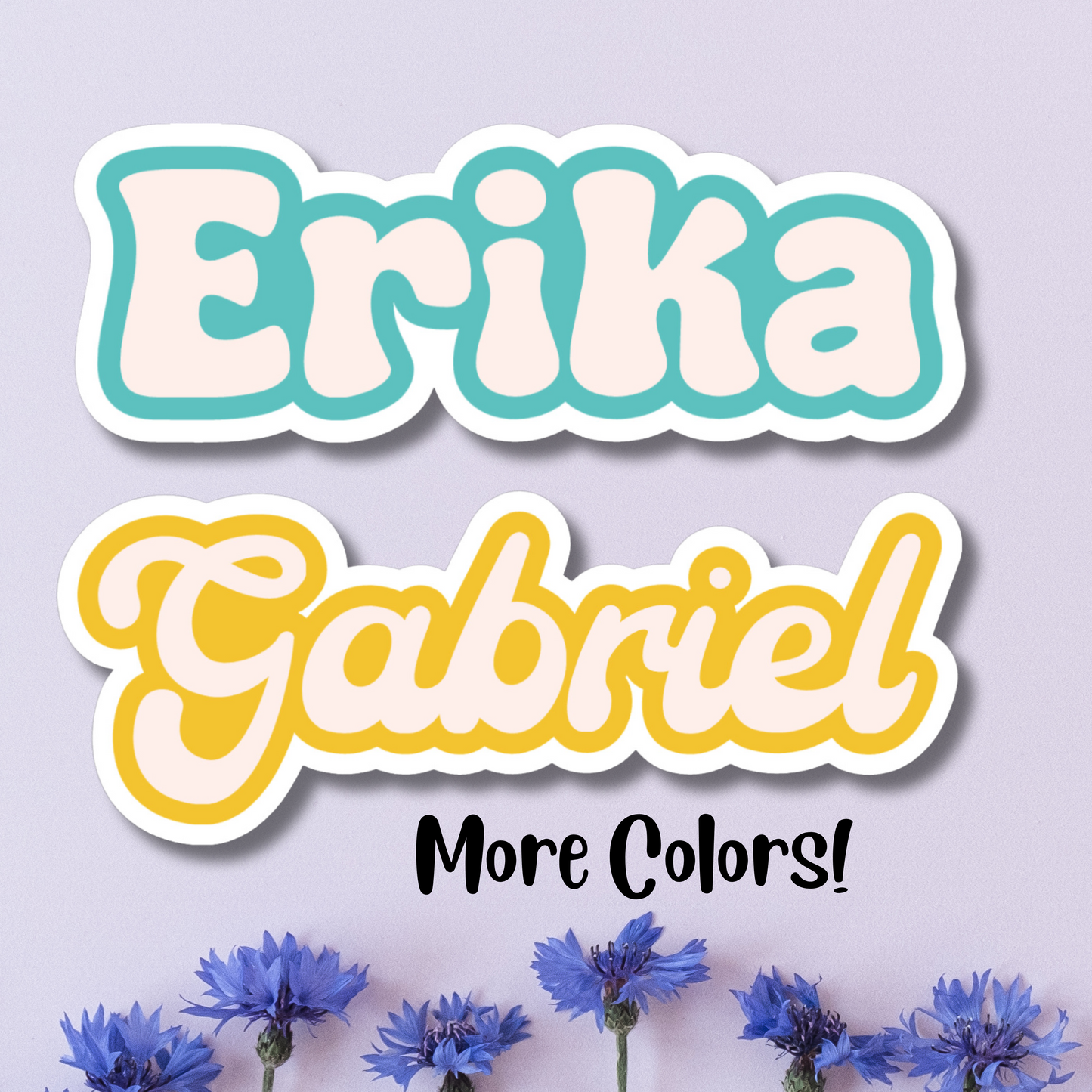 Retro Groovy Personalized Name Sticker