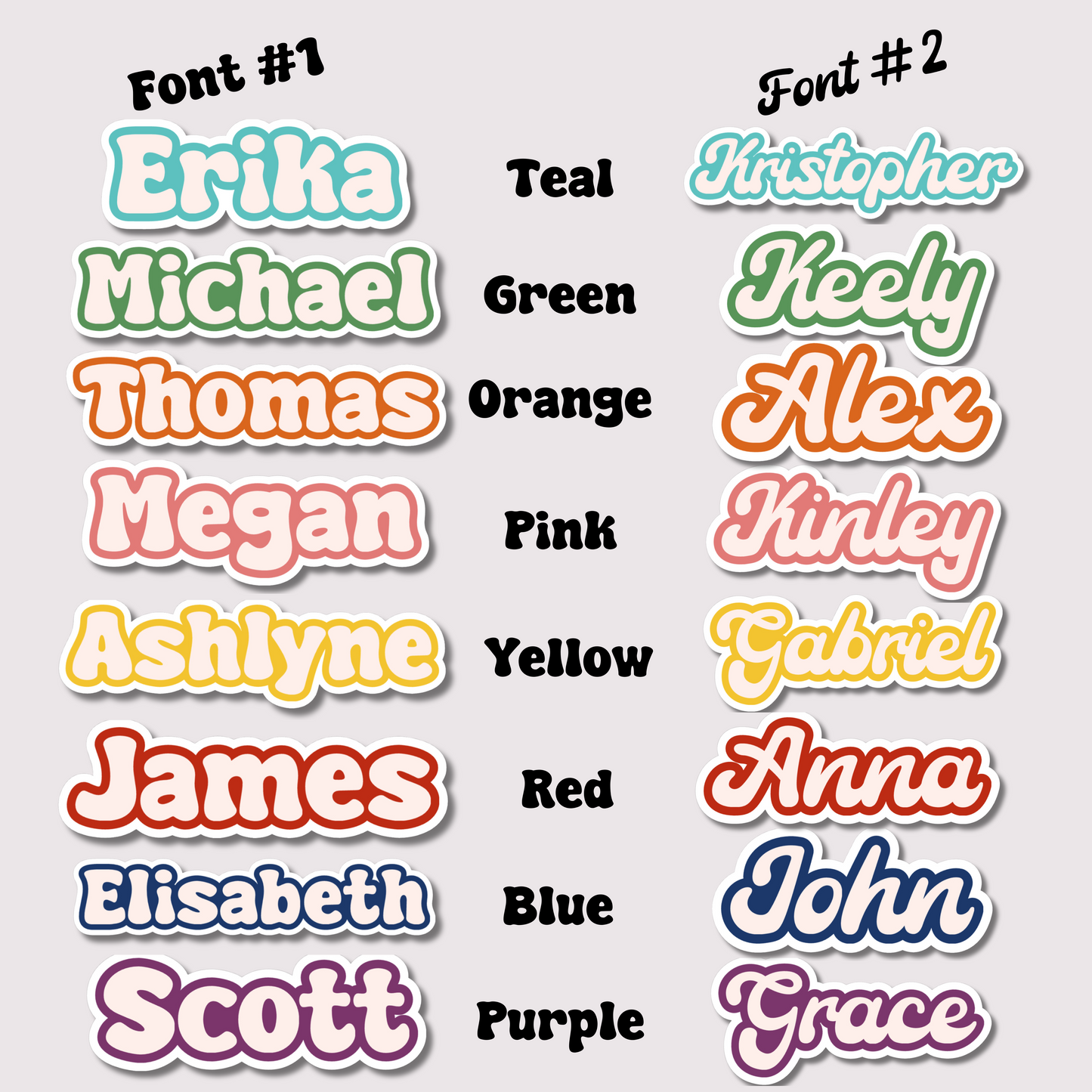 Retro Groovy Personalized Name Sticker