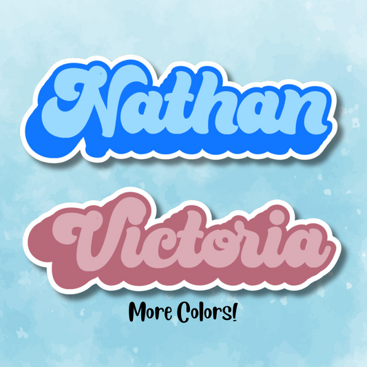 Retro Ombre Personalized Name Sticker