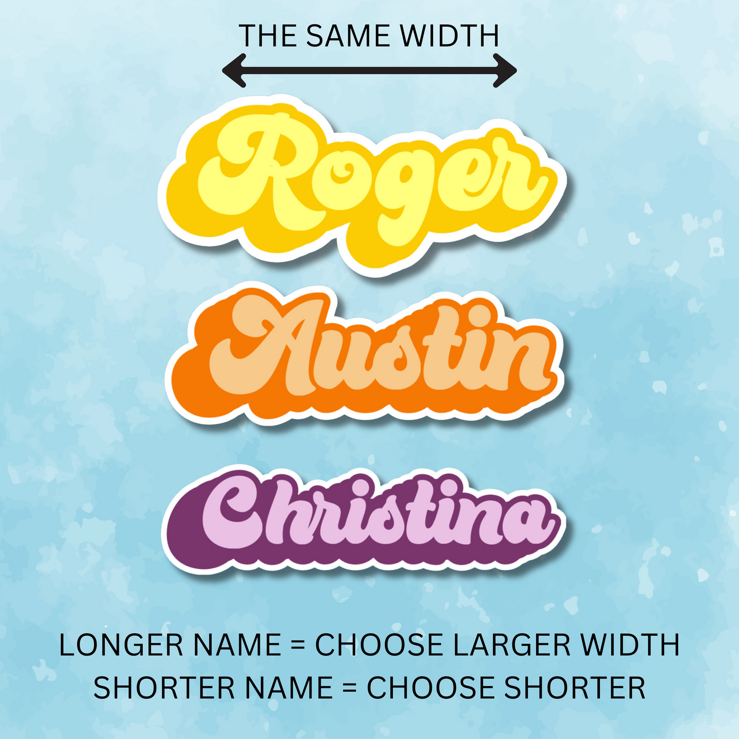 Retro Ombre Personalized Name Sticker