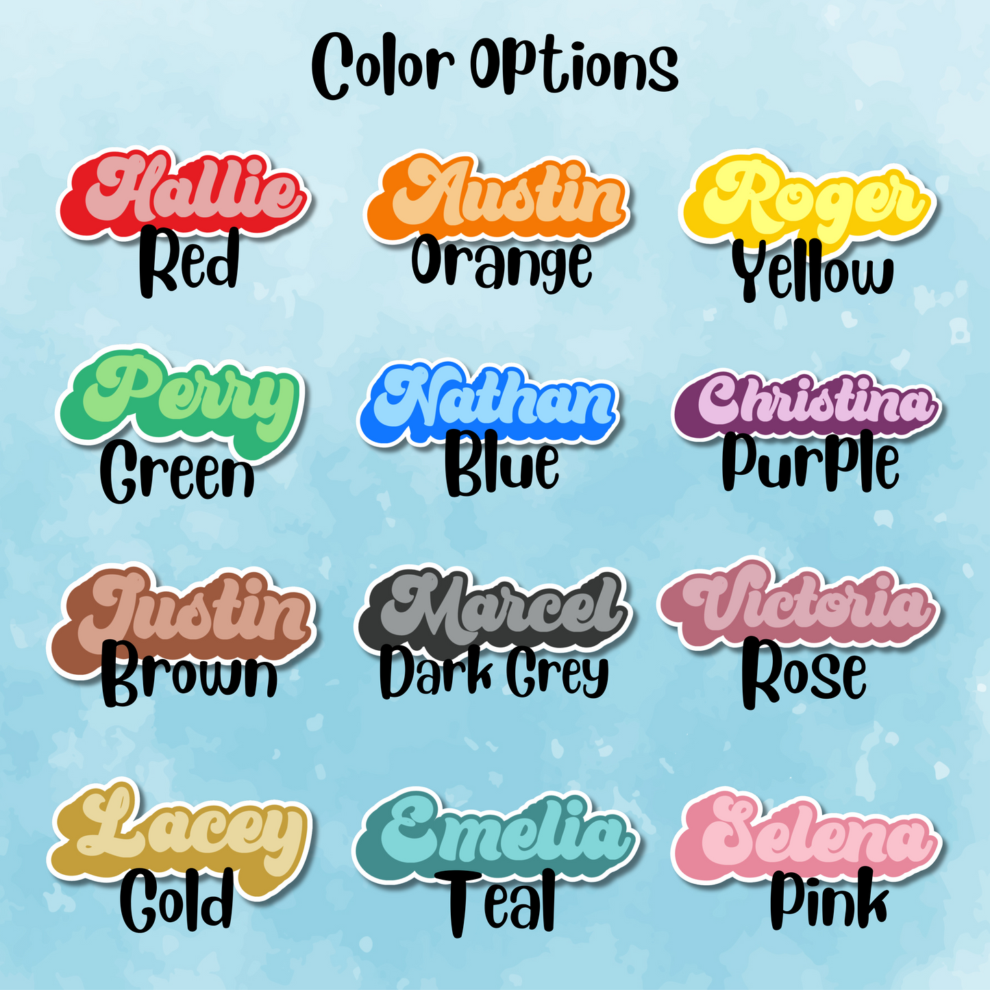 Retro Ombre Personalized Name Sticker