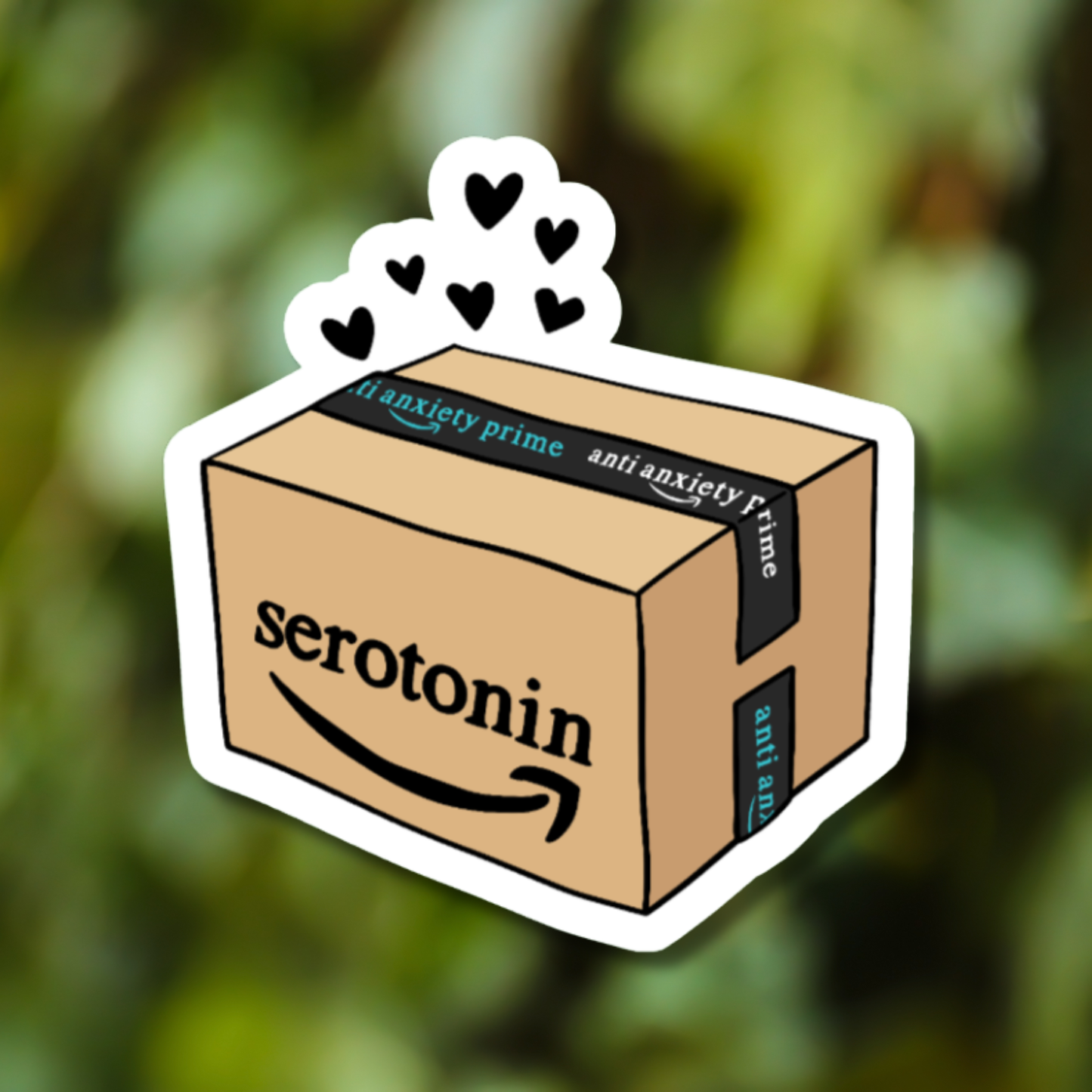 Serotonin Delivery Box Sticker, Anti-Anxiety Prime Parody