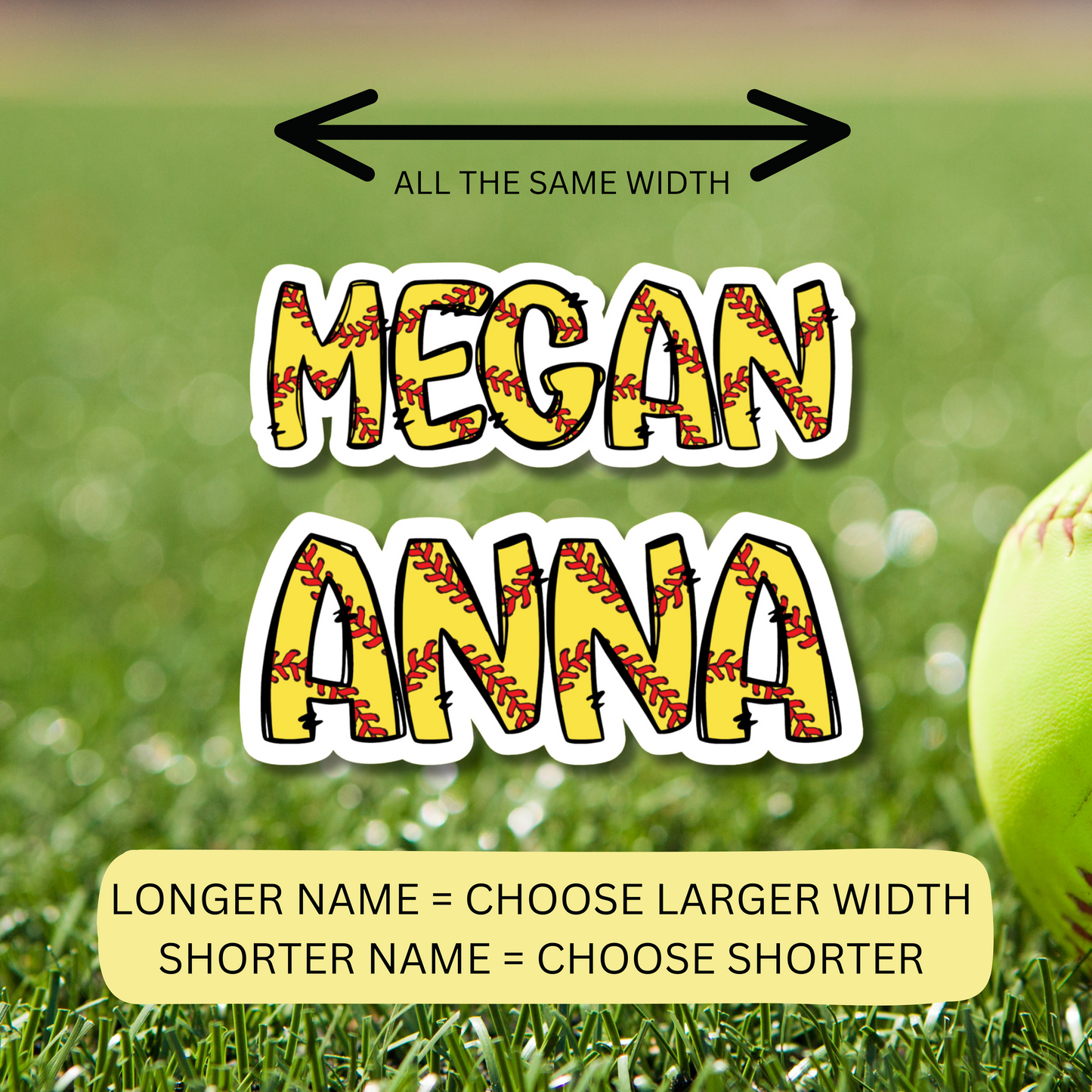 Softball Personalized Name Sticker