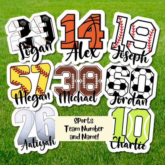 Sports Team Number Personalized Sticker