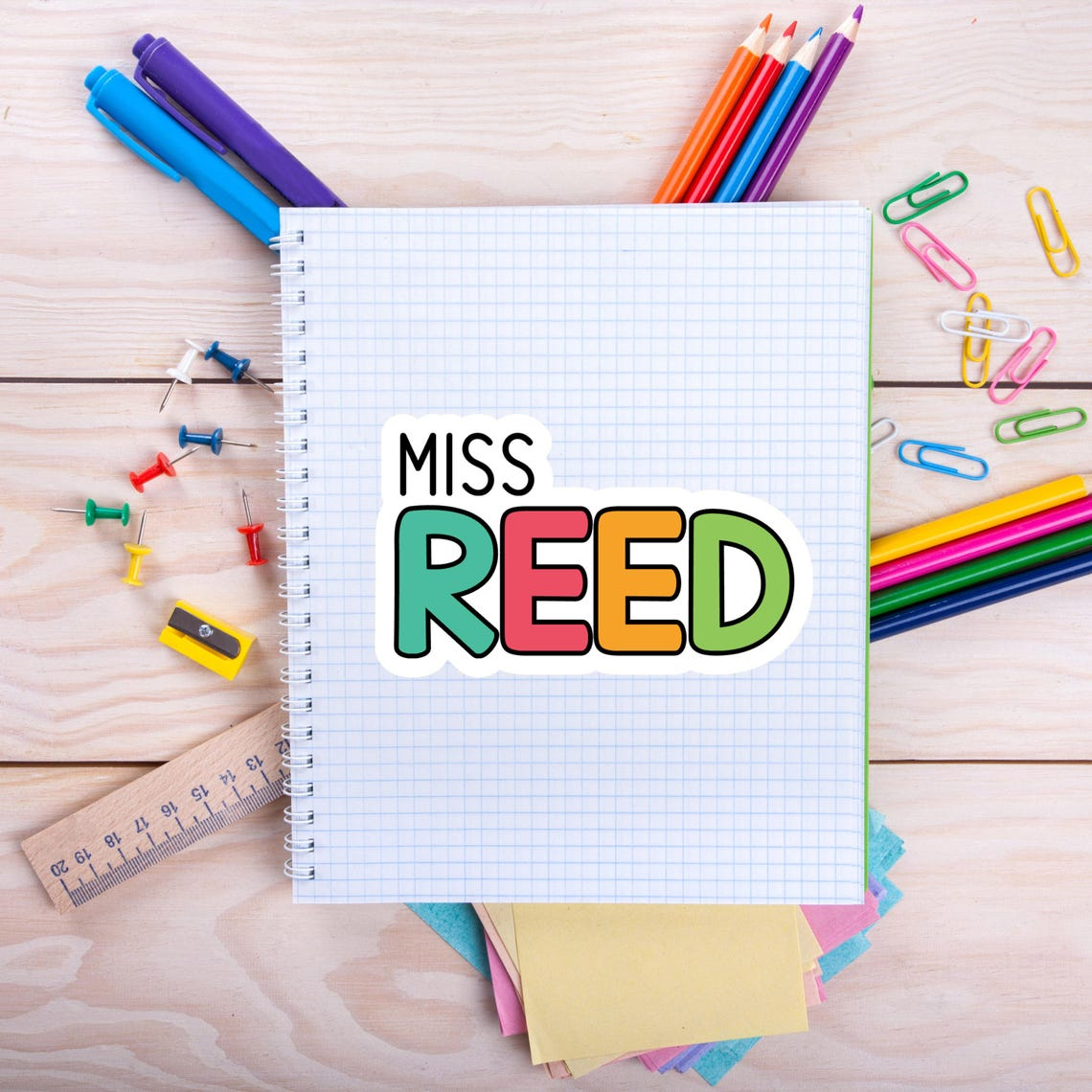 Teacher Name Colorful Personalized Stickers