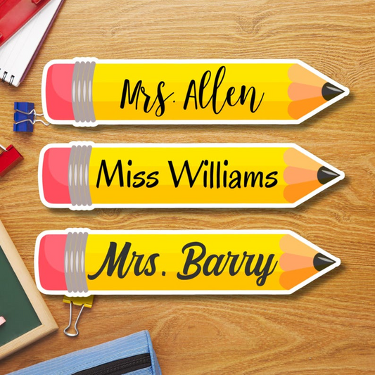 Teacher Name Personalized Pencil Design Sticker