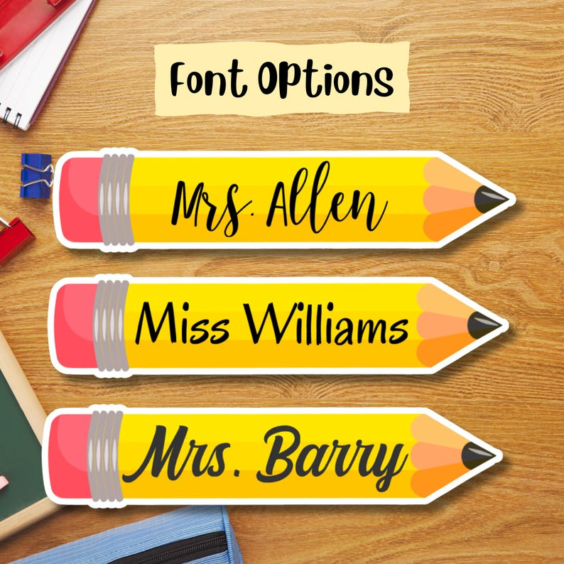 Teacher Name Personalized Pencil Design Sticker