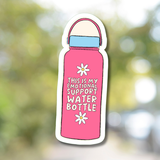 Pink Emotional Support Water Bottle Sticker