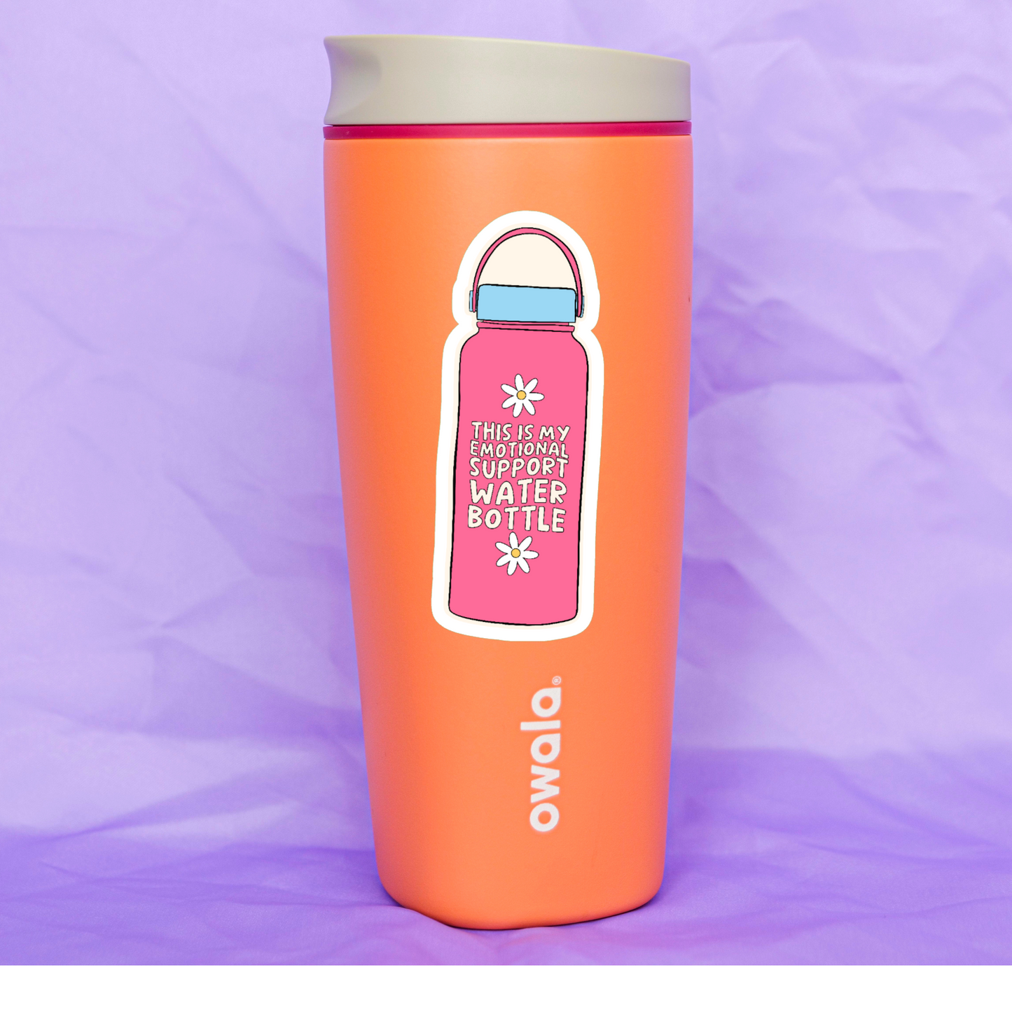 Pink Emotional Support Water Bottle Sticker