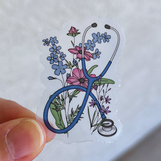 Transparent Floral Stethoscope Sticker