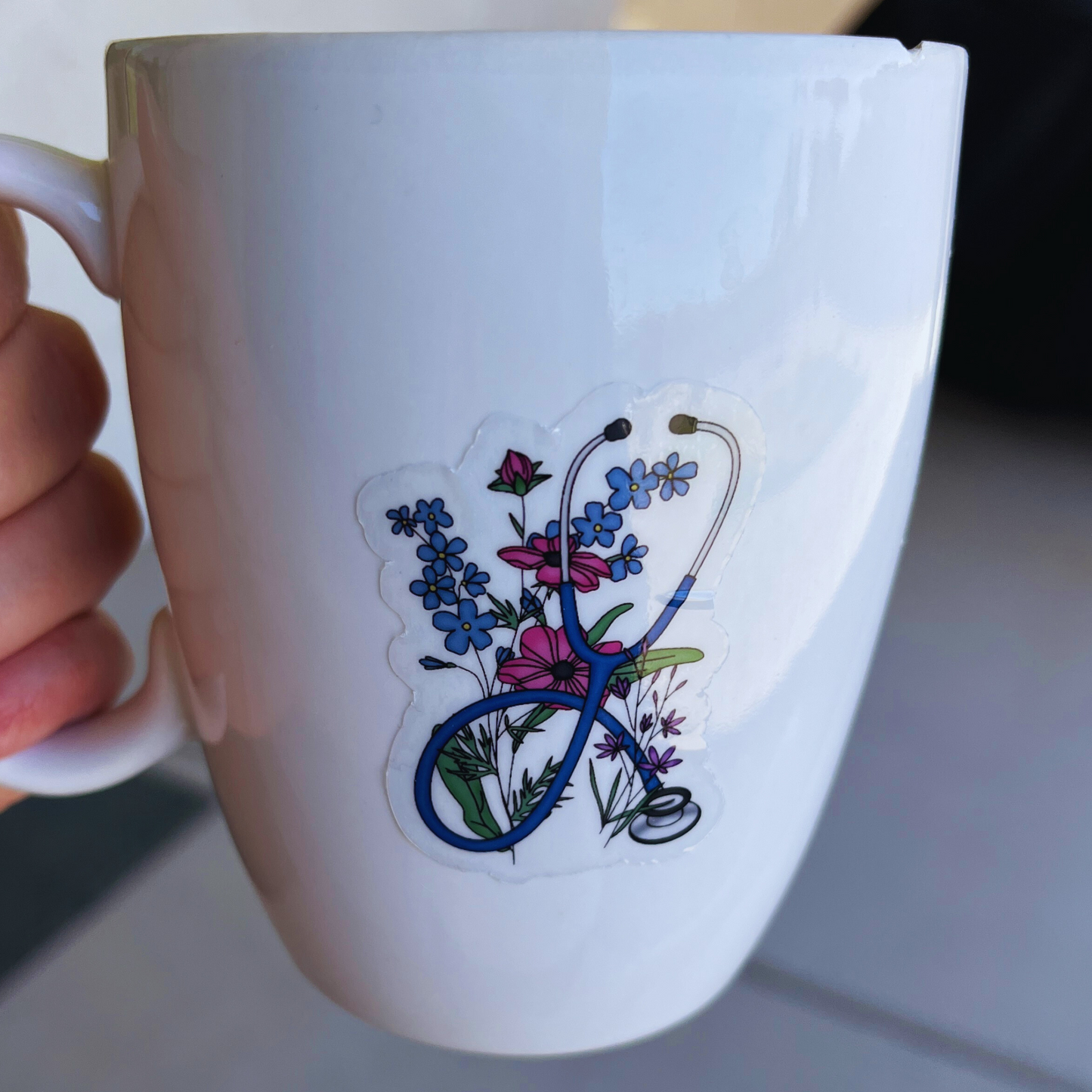 Transparent Floral Stethoscope Sticker