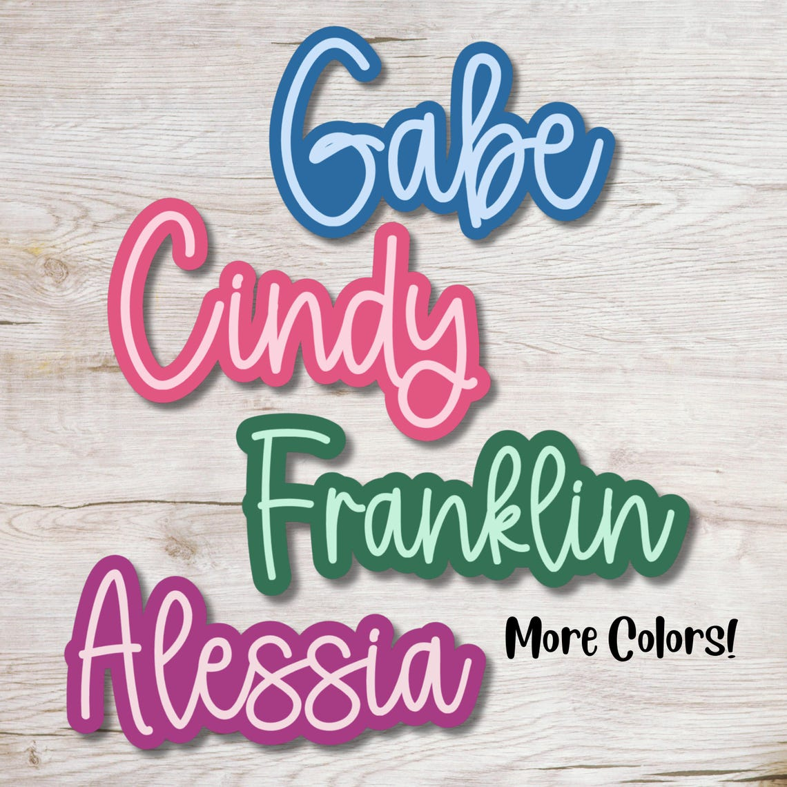 Two Toned Cursive Personalized Name Stickers