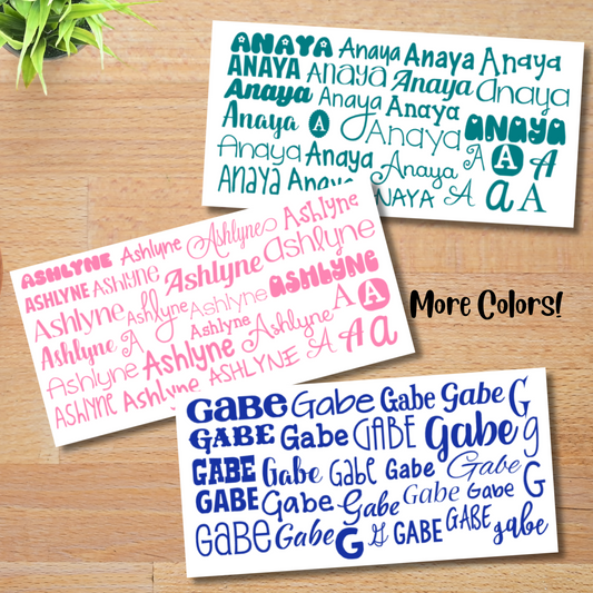 Personalized Name Vinyl Decal Sheet