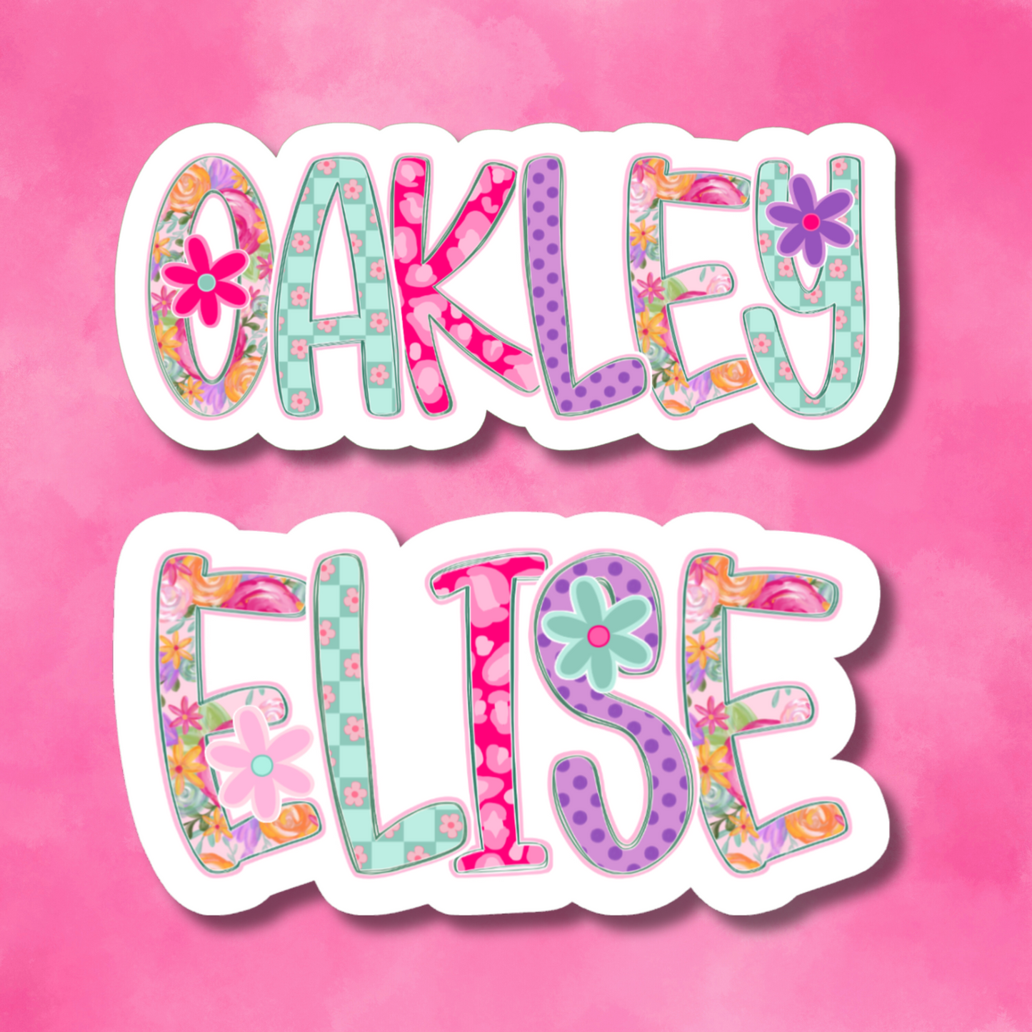 Whimsical Floral Personalized Name Stickers