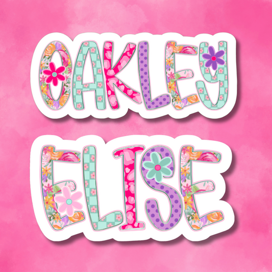 Whimsical Floral Personalized Name Stickers