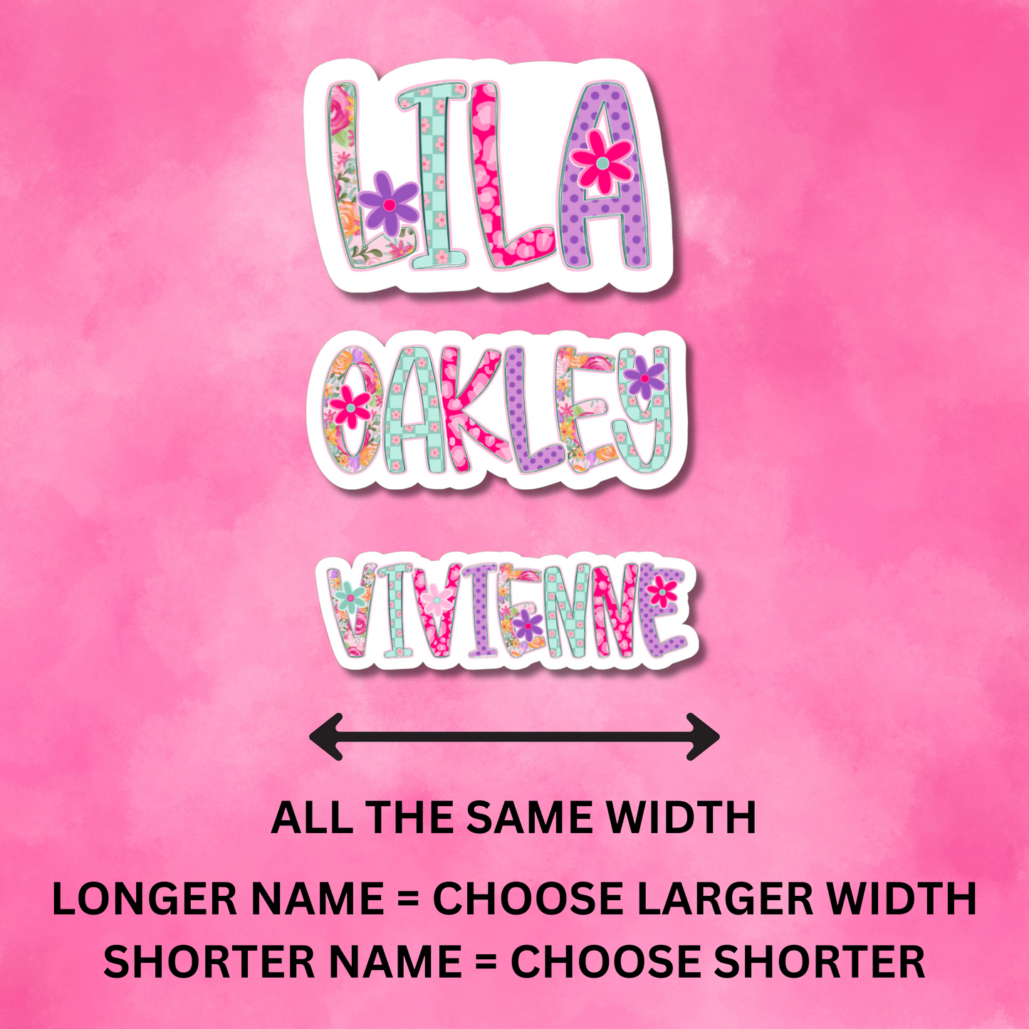 Whimsical Floral Personalized Name Stickers